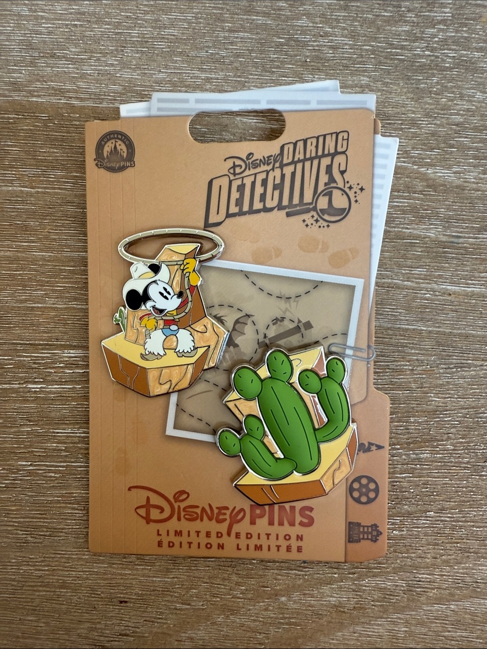 Disney Daring Detectives Mickey & Cactus Enamel Pin Set - Green, Yellow